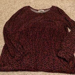 Women’s red cheetah long sleeve top
